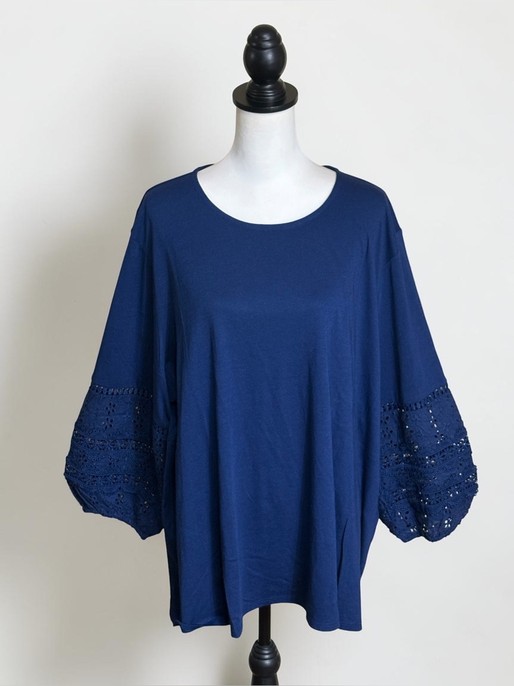 NWT J Jill Dark Azure Blue Balloon Sleeve Lace
Accent Top Plus Size 4X